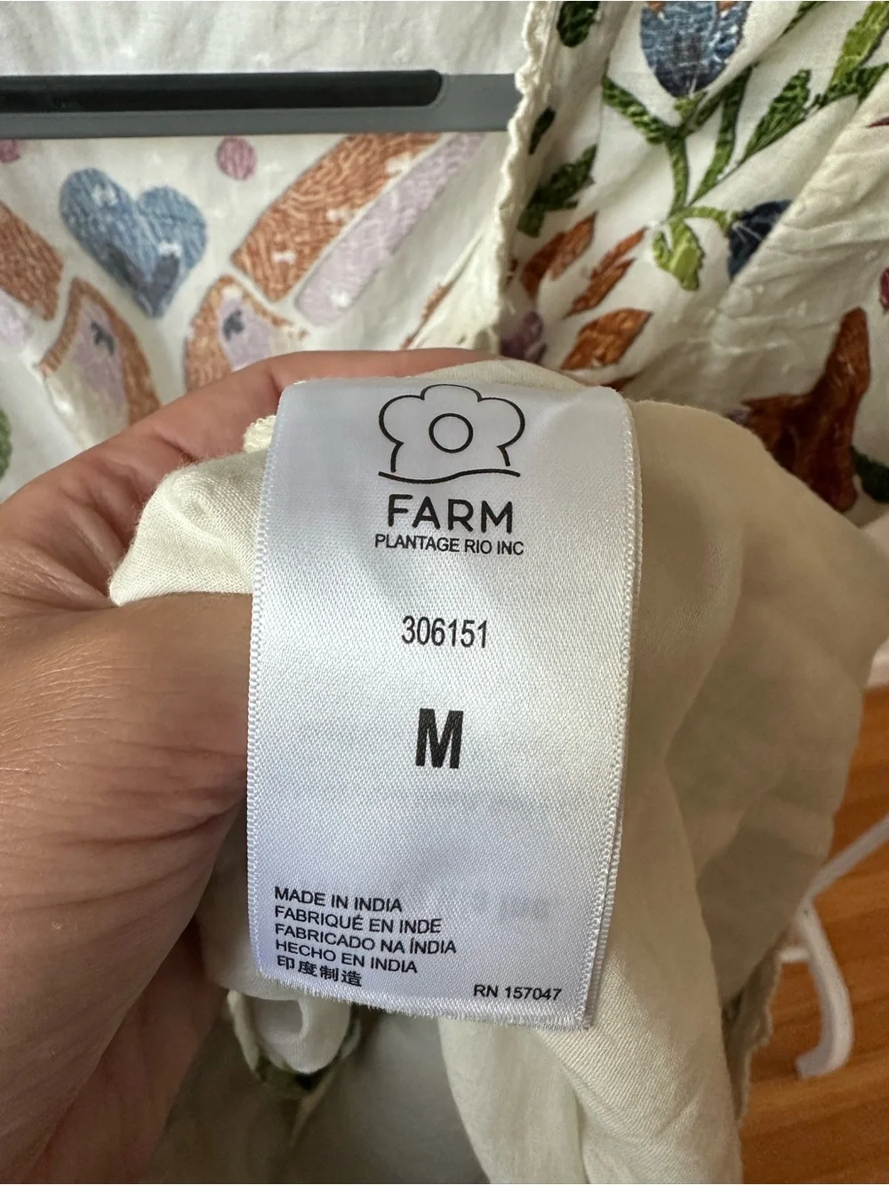 FARM Rio Cream Mini Dress with Green, Orange and Purple Floral Embroidery - Picture 5 of 6
